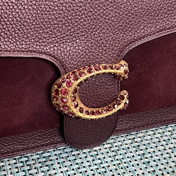 RARE Coach Oxblood Leather Suede Tabby 26 Pave Gem / Crystals - Picture 2 of 16